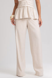 Calça Pantalona Frysaide Linho Cintura Alta