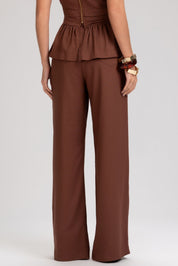 Calça Pantalona Frysaide Marrom Cintura Alta