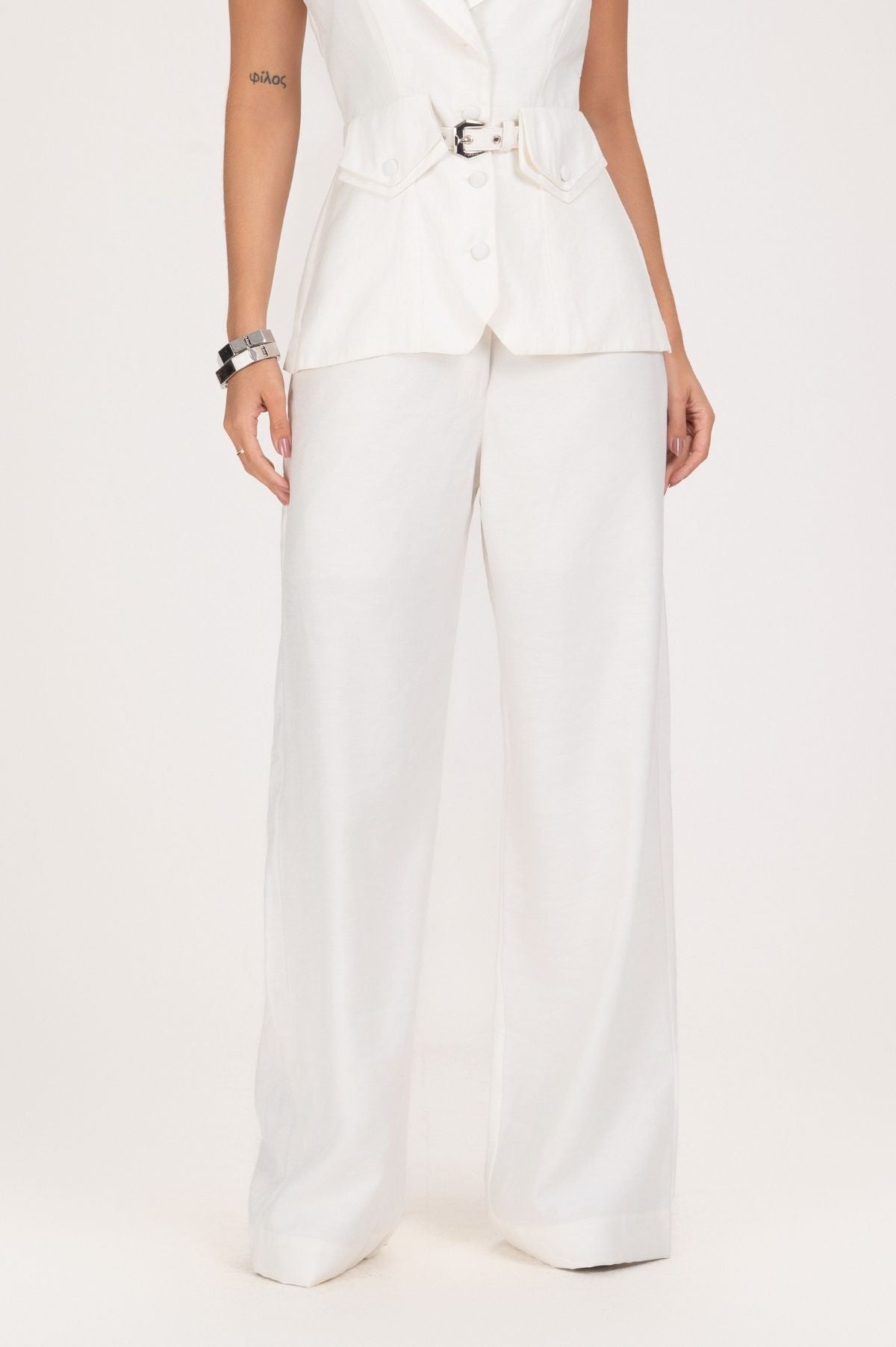 Calça Pantalona Frysaide Off White Alfaiataria
