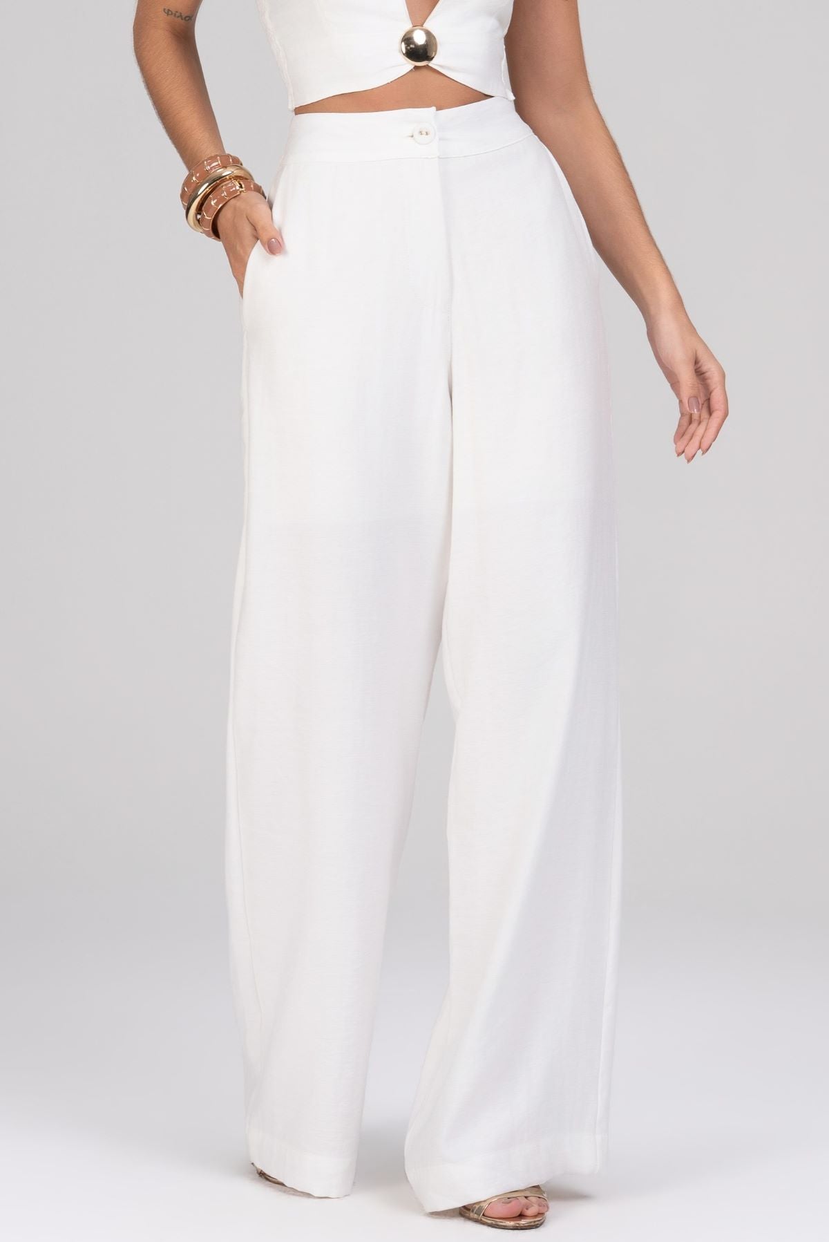 Calça Pantalona Frysaide Off White Alfaiataria