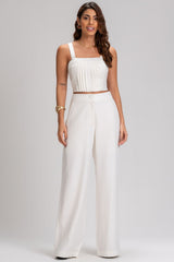 Calça Pantalona Frysaide Off White Cintura Alta