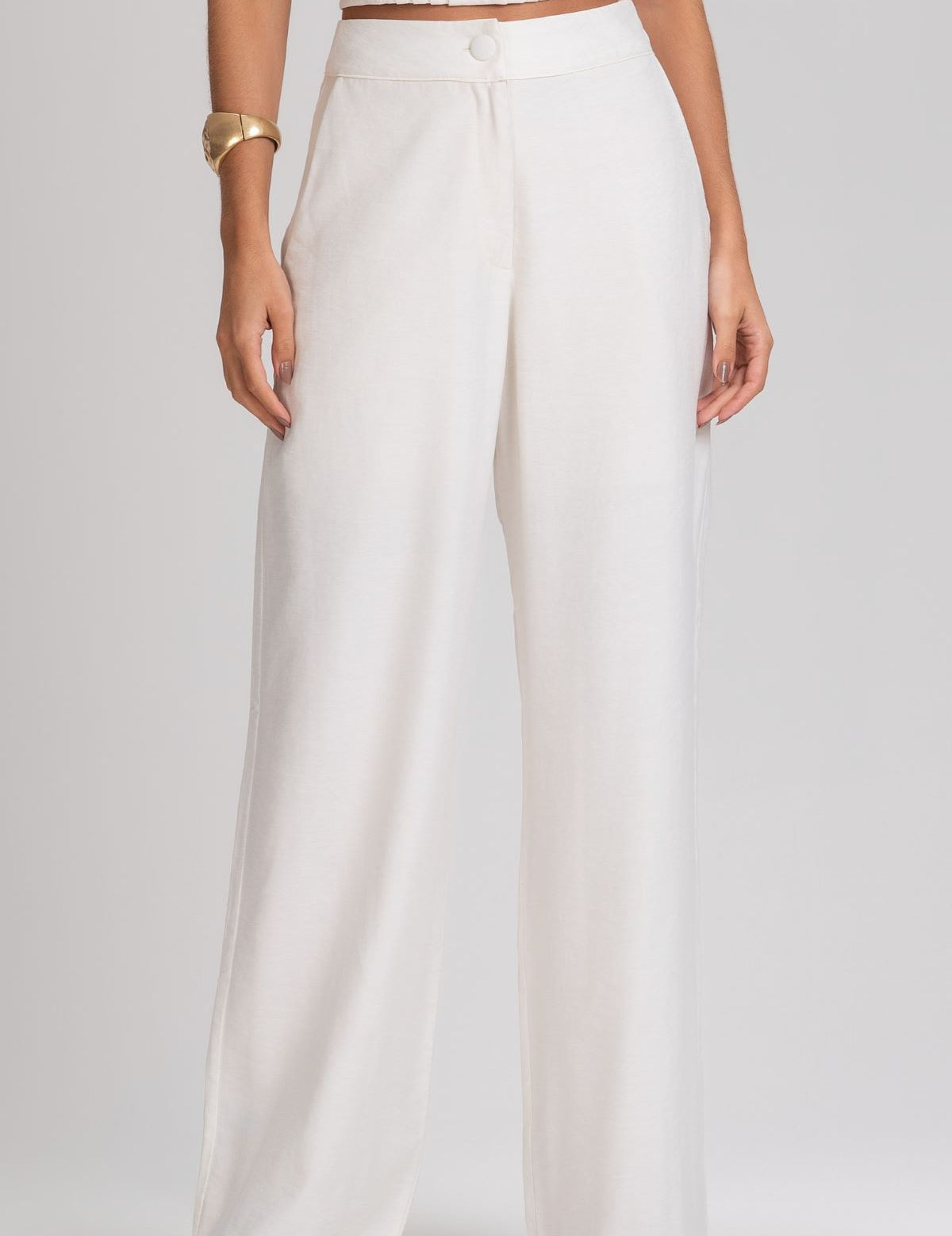 Calça Pantalona Frysaide Off White Cintura Alta