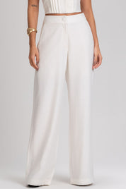Calça Pantalona Frysaide Off White Cintura Alta