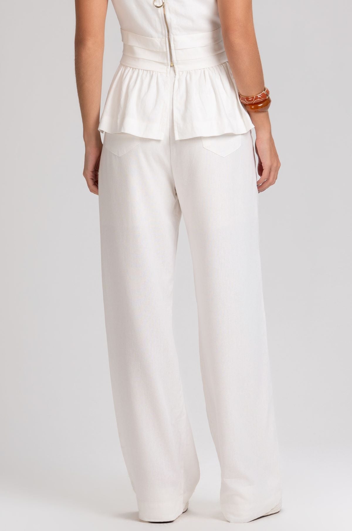 Calça Pantalona Frysaide Off White Cintura Alta