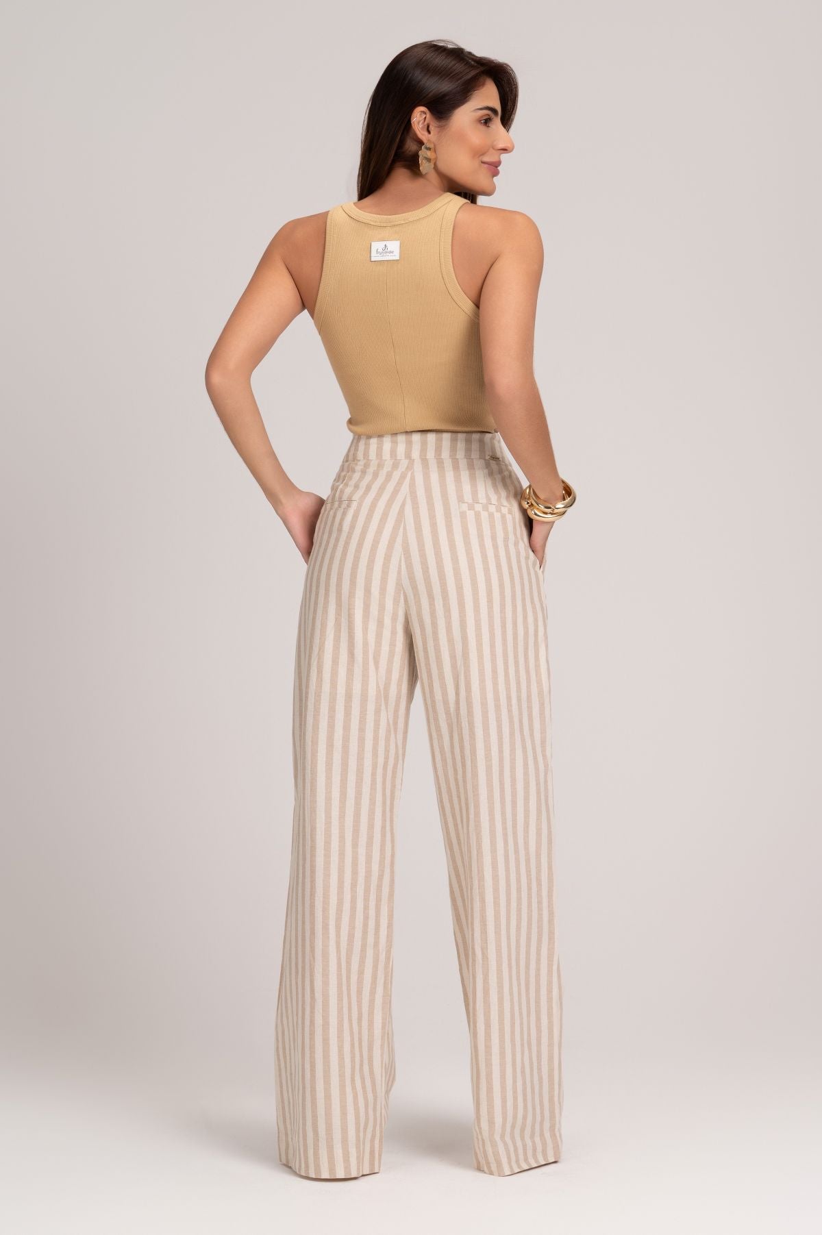 Calça Pantalona Frysaide Off White Listrada