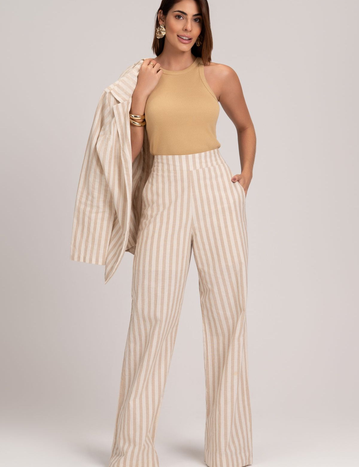 Calça Pantalona Frysaide Off White Listrada