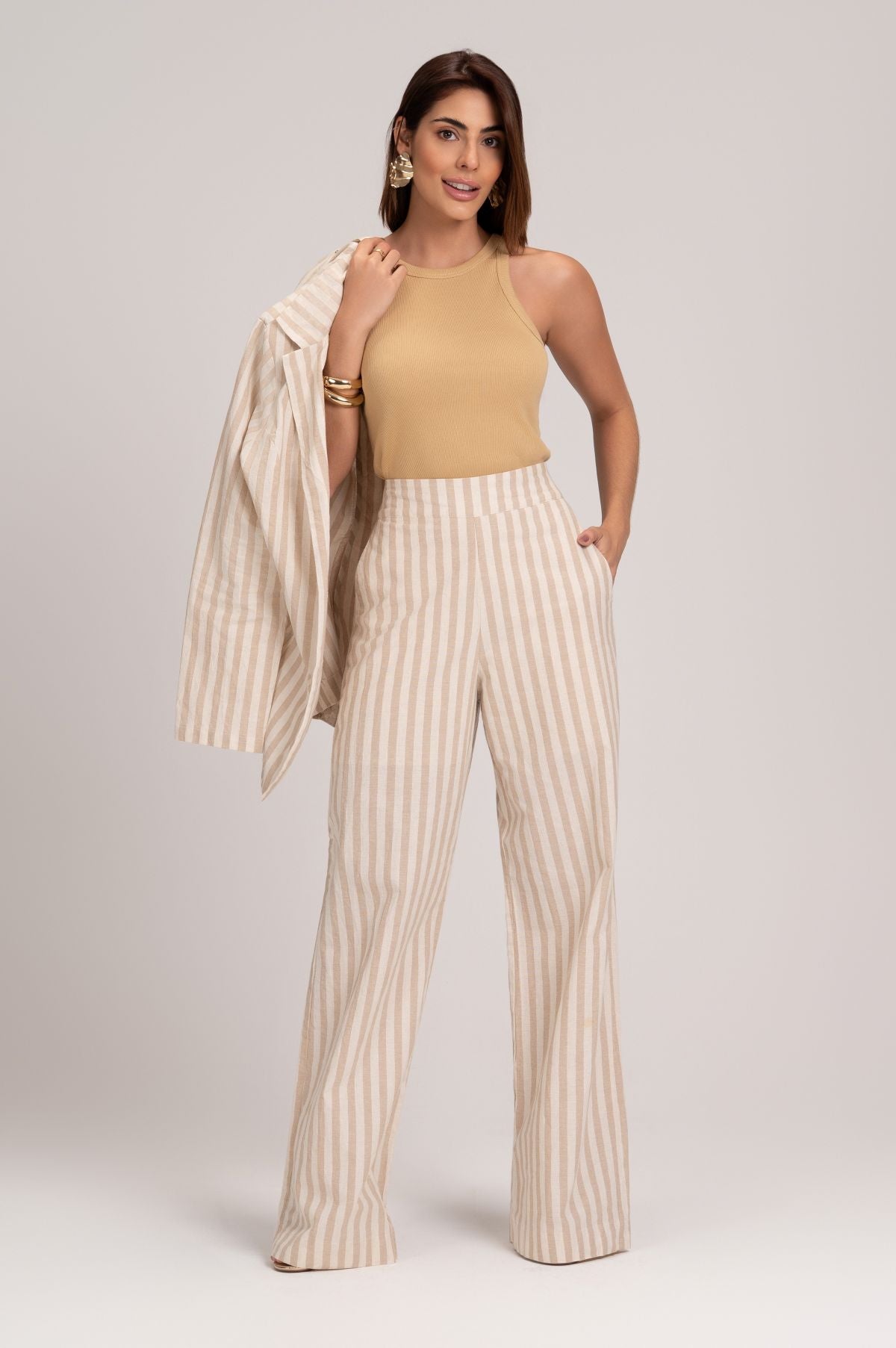 Calça Pantalona Frysaide Off White Listrada