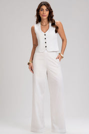 Calça Pantalona Frysaide Off White Listrada