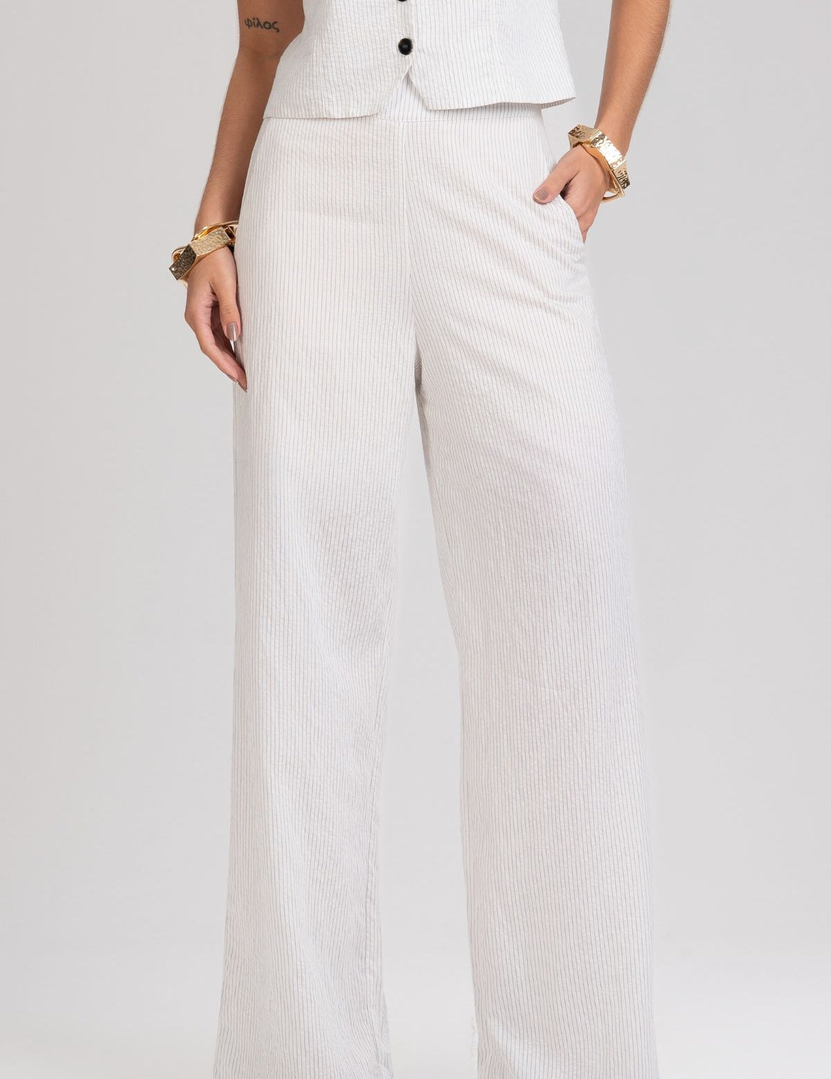 Calça Pantalona Frysaide Off White Listrada