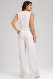 Calça Pantalona Frysaide Off White Listrada
