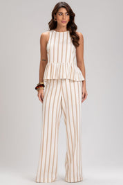 Calça Pantalona Frysaide Off White Listrada Metalizada