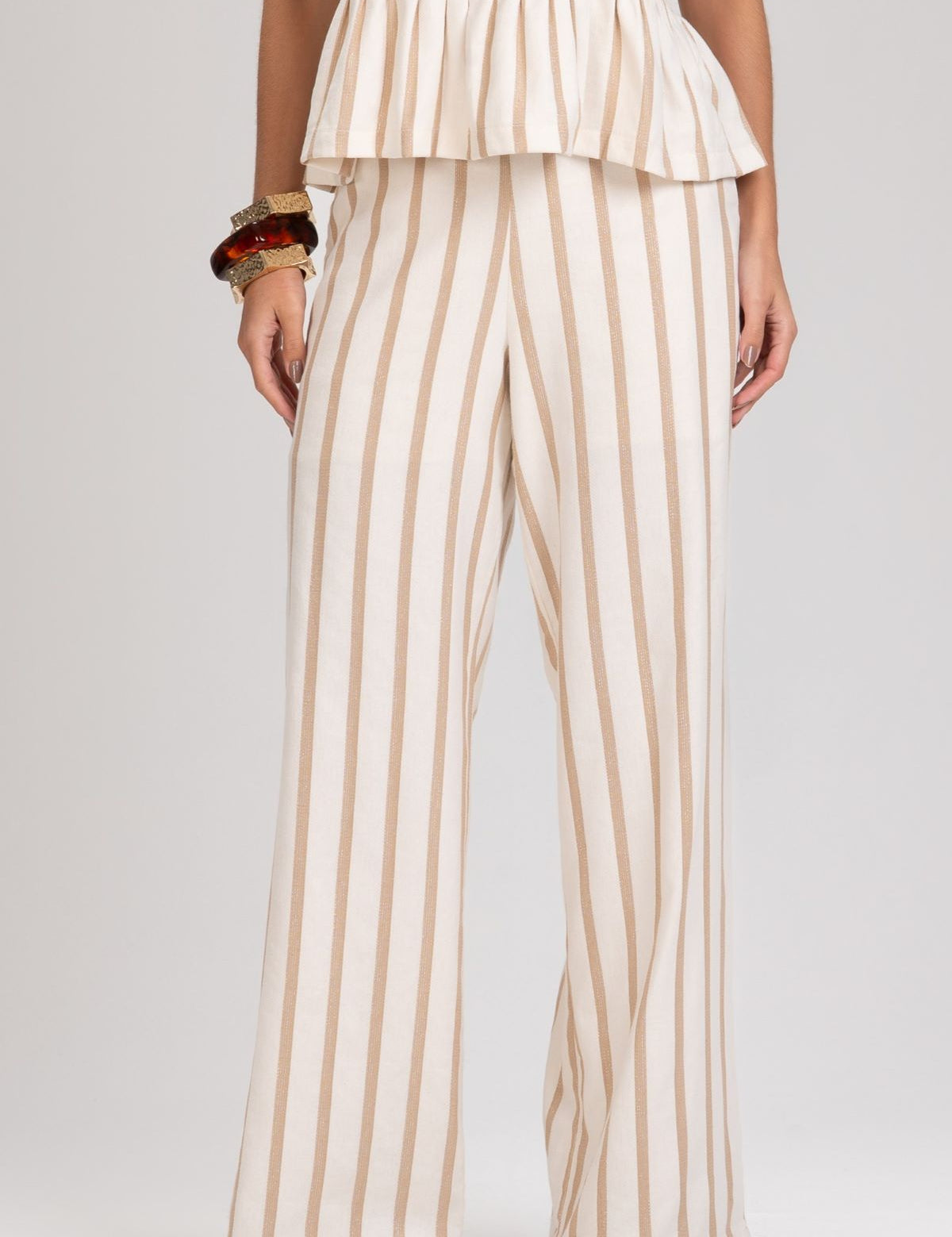Calça Pantalona Frysaide Off White Listrada Metalizada