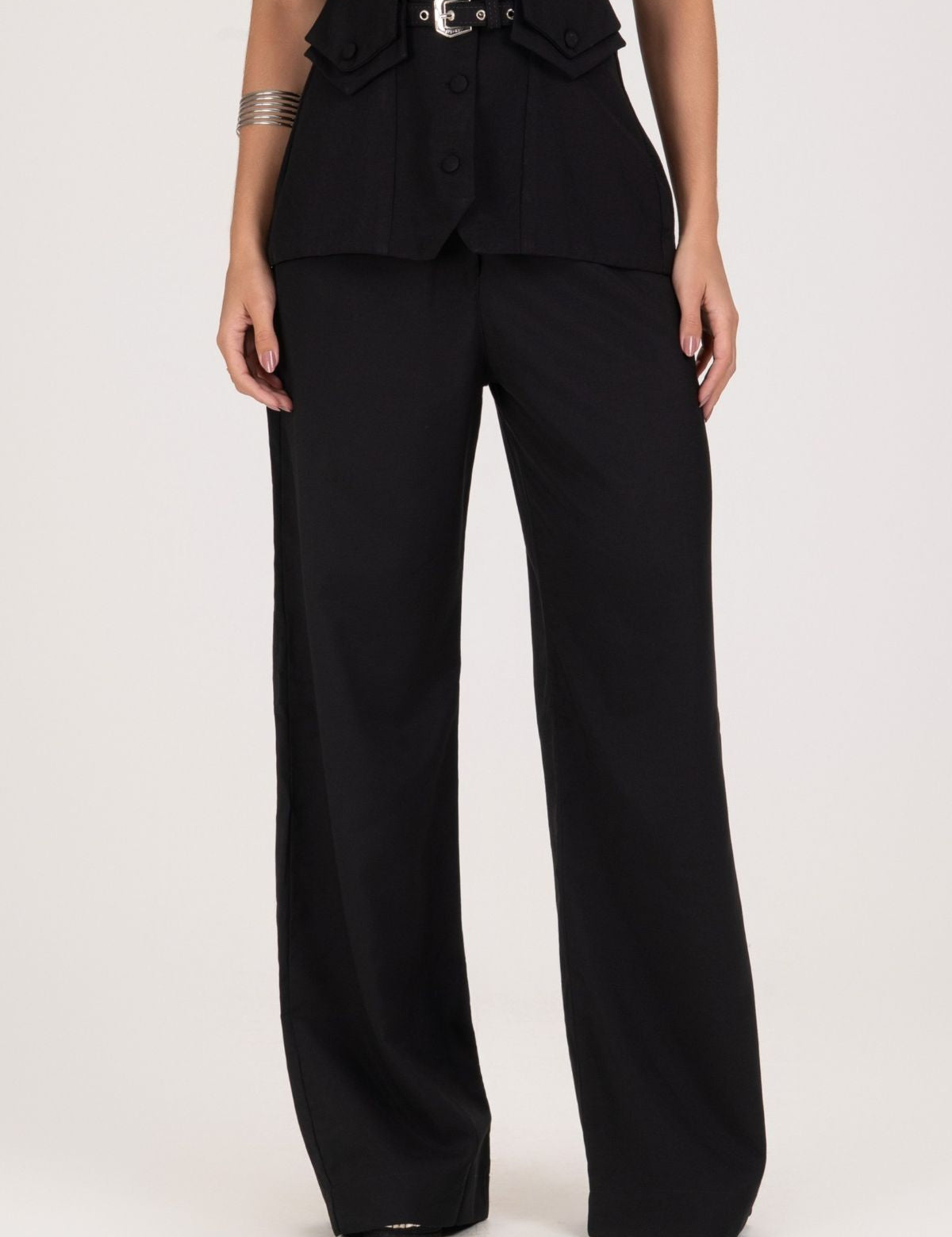 Calça Pantalona Frysaide Preta Alfaiataria