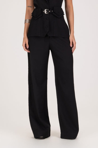 Calça Pantalona Frysaide Preta Alfaiataria