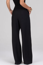 Calça Pantalona Frysaide Preta Alfaiataria Cintura Alta