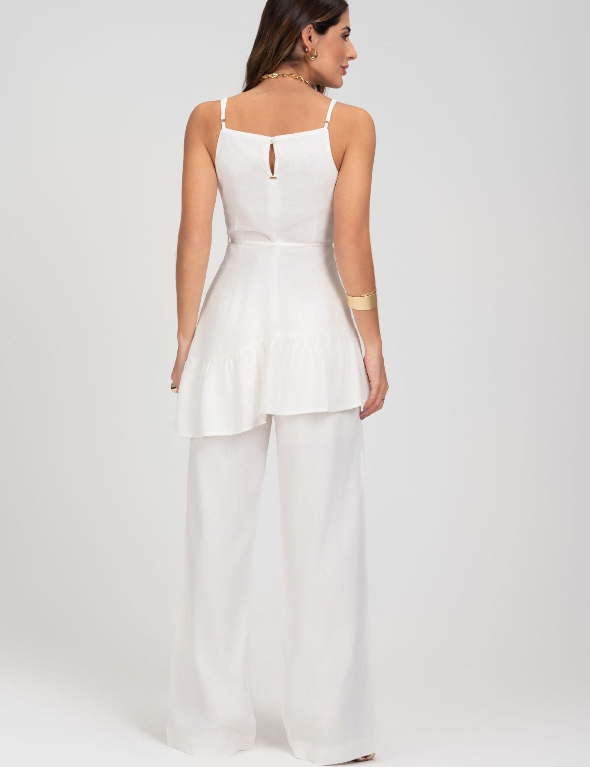 Calça Pantalona Off White Linho Frysaide