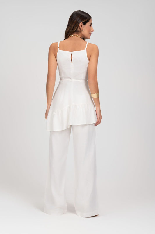 Calça Pantalona Off White Linho Frysaide