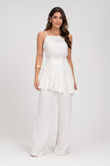 Calça Pantalona Off White Linho Frysaide