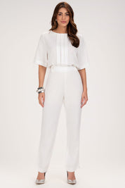 Calça Reta Frysaide Off White Linho Cintura Alta
