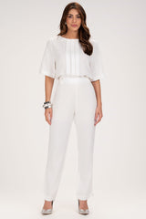Calça Reta Frysaide Off White Linho Cintura Alta