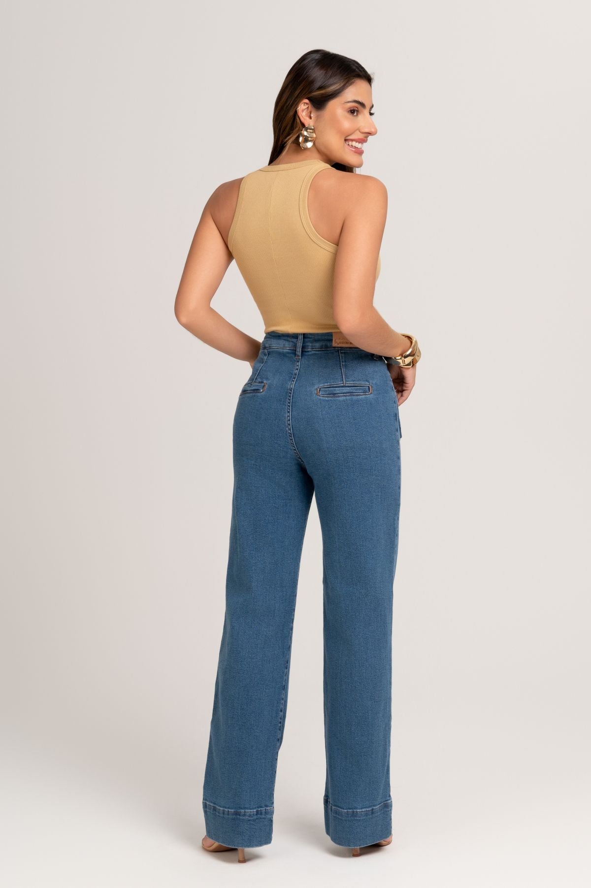 Calça Wide Leg Jeans Frysaide
