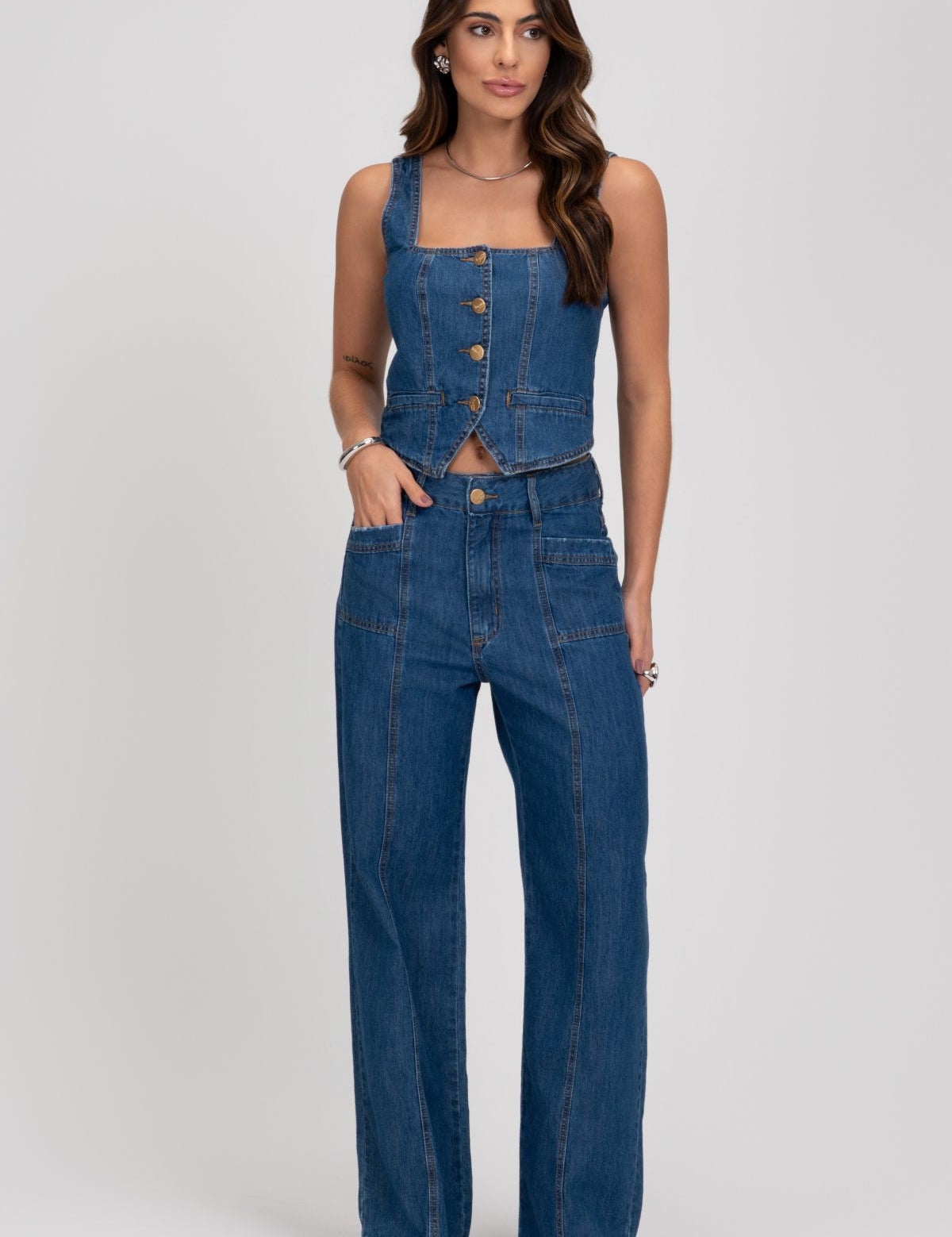 Calça Wide Leg Jeans Frysaide