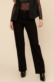 Calça Wide Leg Lottus Preta Cintura Alta