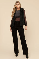 Calça Wide Leg Lottus Preta Cintura Alta
