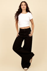 Calça Wide Leg Lottus Preta Cintura Alta