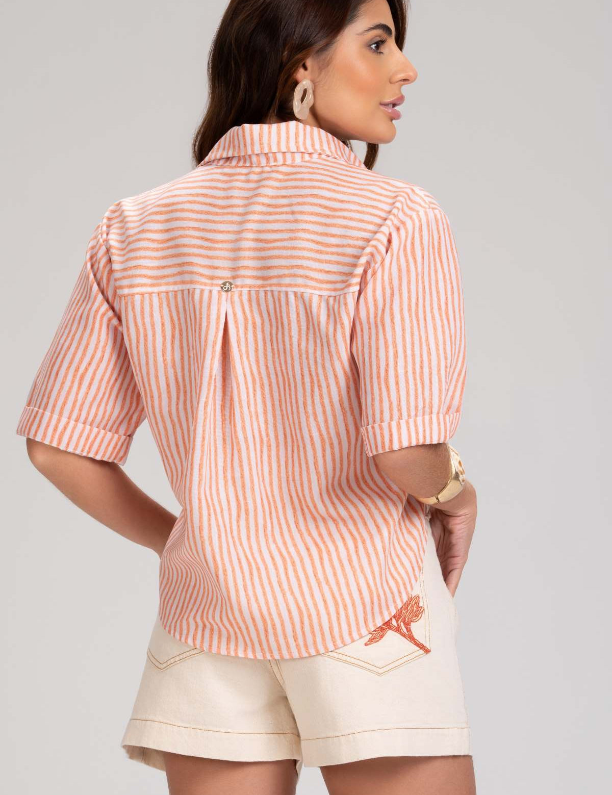 Camisa Cropped Frysaide Off White Listrada
