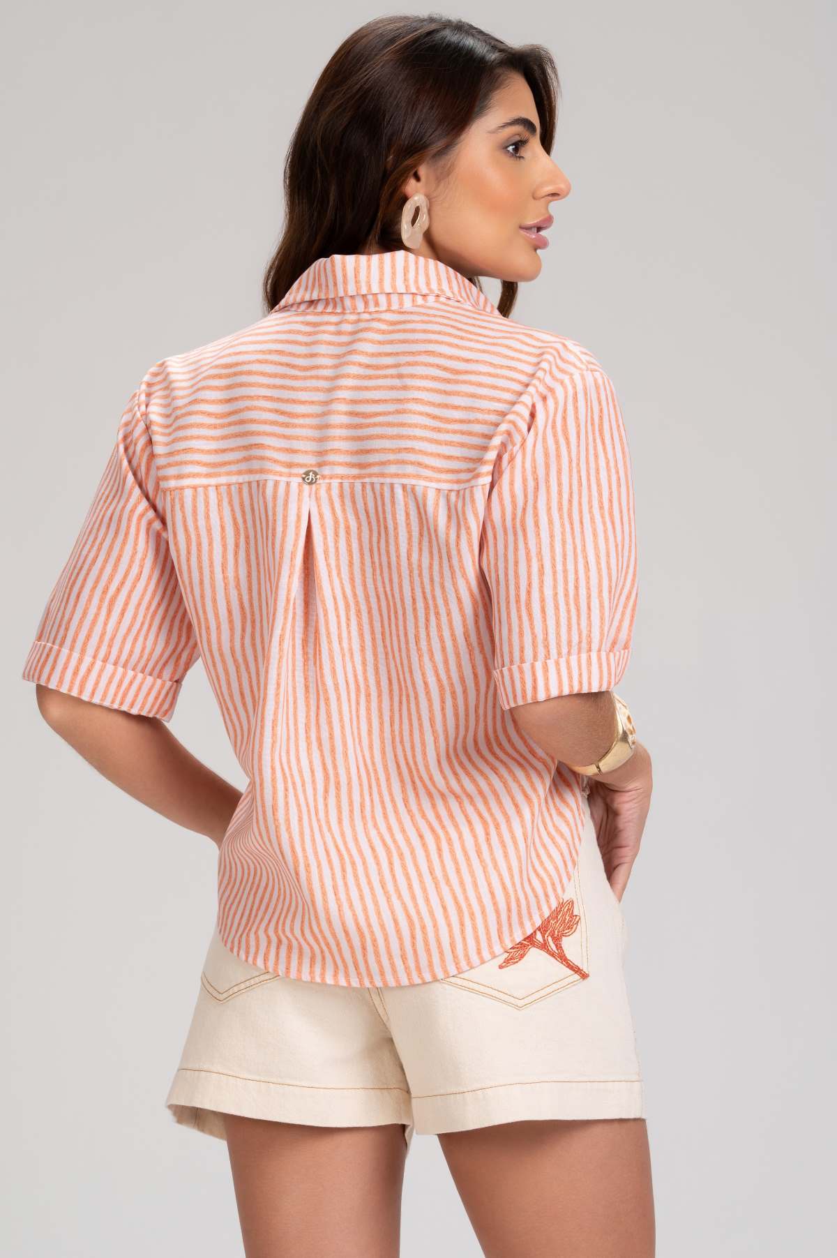 Camisa Cropped Frysaide Off White Listrada
