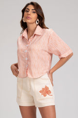 Camisa Cropped Frysaide Off White Listrada