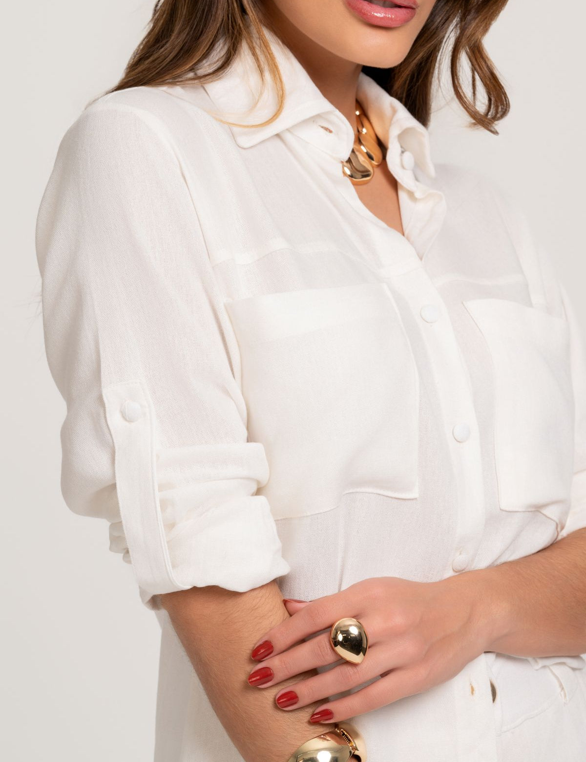 Camisa De Linho Com Bolsos Off White Frysaide