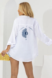 Camisa Frysaide Branca Estampa Costas Alongada