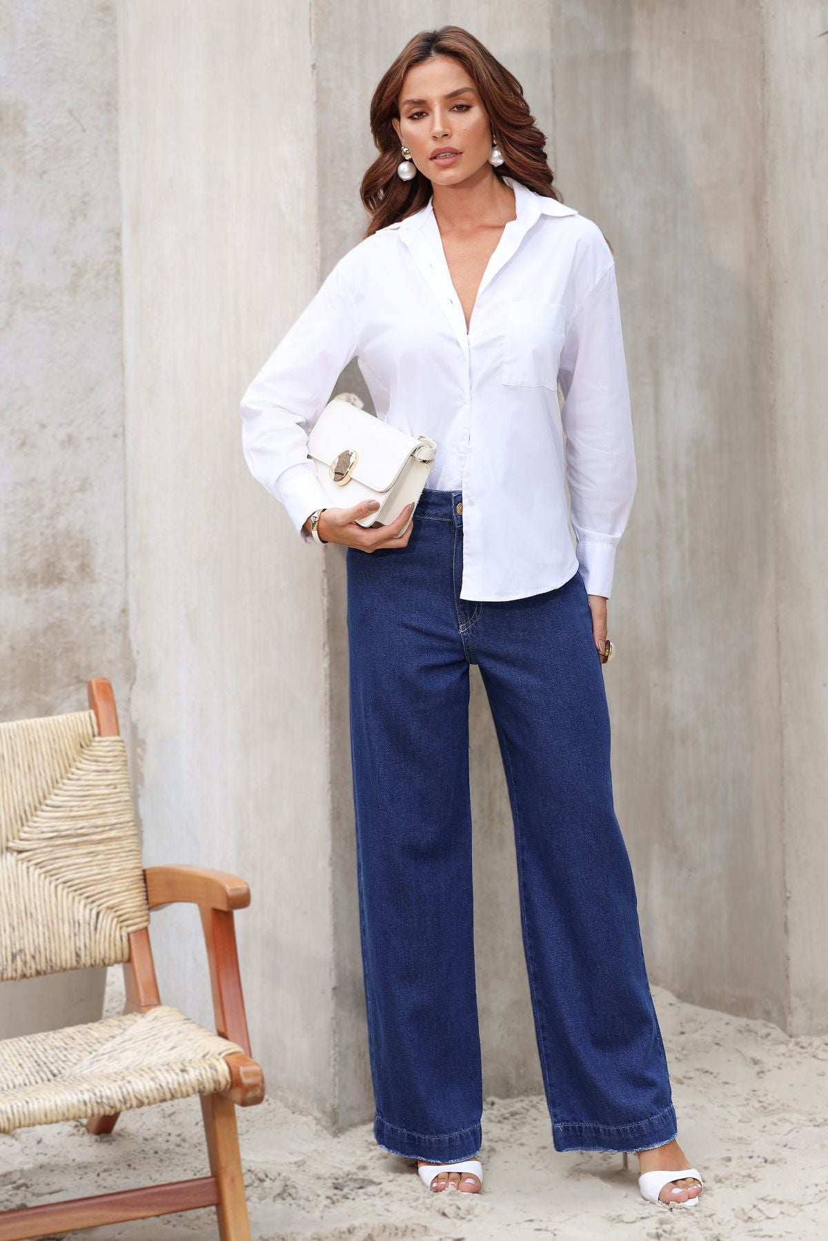 Camisa Frysaide Branca Tricoline Bolso Frontal