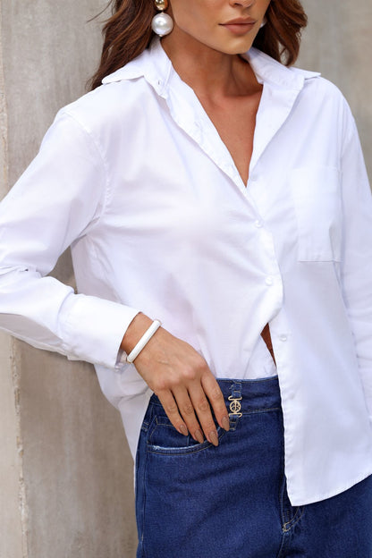 Camisa Frysaide Branca Tricoline Bolso Frontal