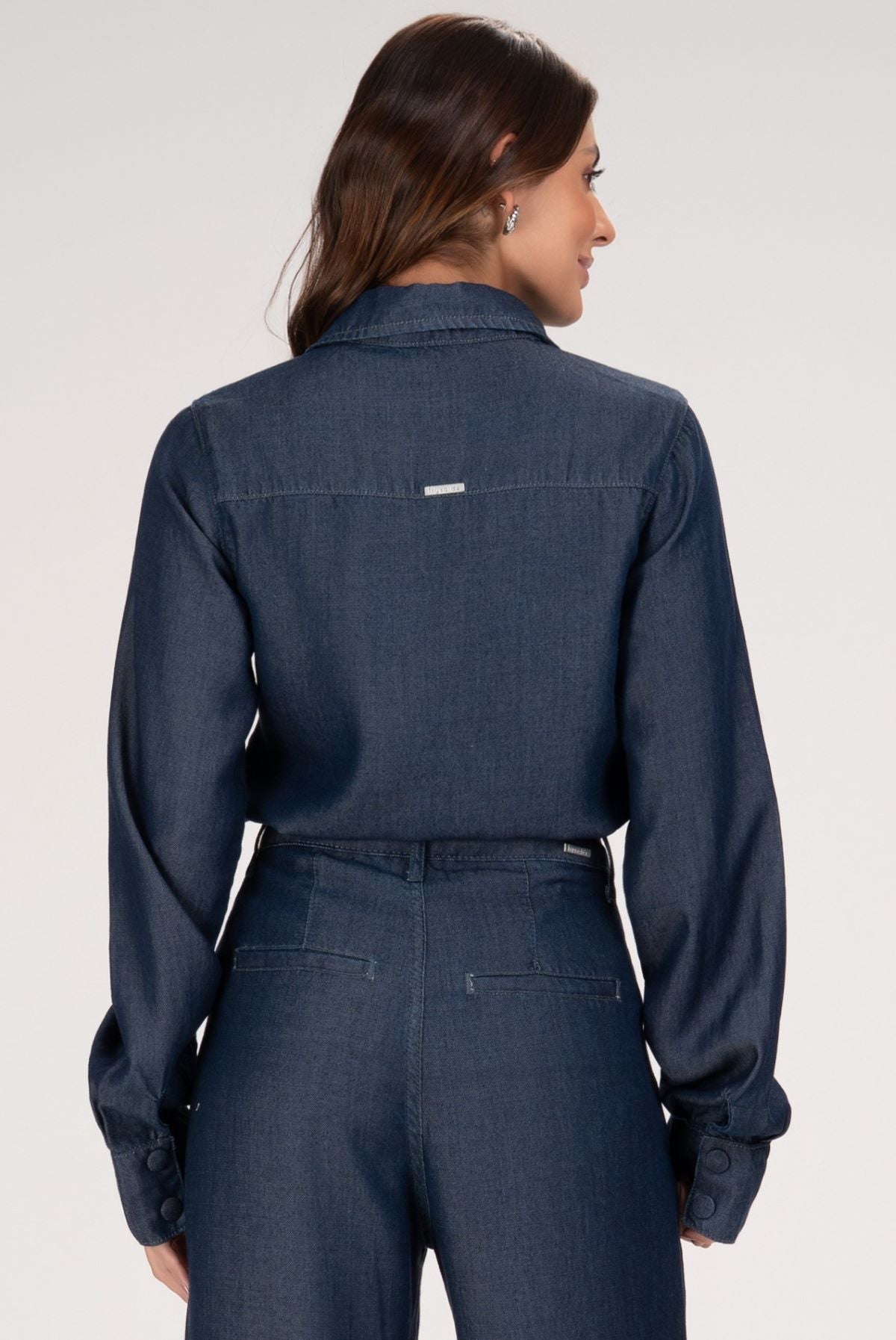 Camisa Jeans Frysaide Azul Bolsos Frontais