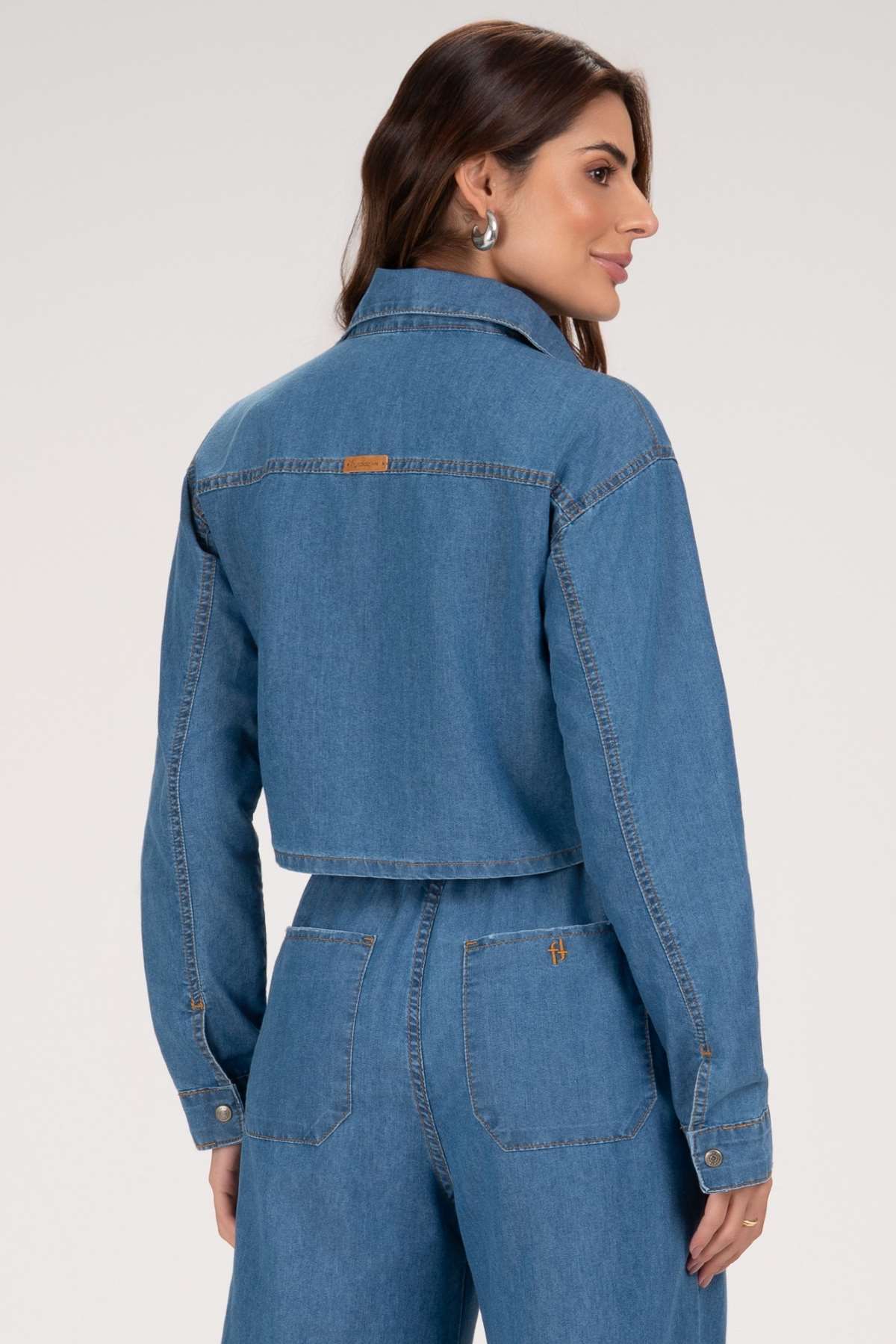 Camisa Jeans Frysaide Azul Over Curta