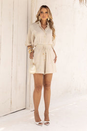 Camisa Maite De Linho Com Manga Franzida Natural Frysaide
