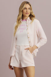Camisa Meia Loka Rosa Listras Verticais