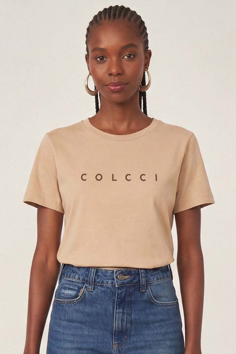 Camiseta Colcci Bege Logo Frontal