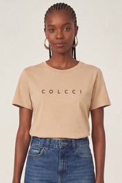 Camiseta Colcci Bege Logo Frontal