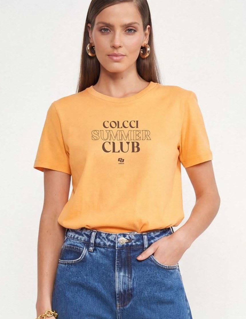 Camiseta Colcci Laranja Estampa Summer Club