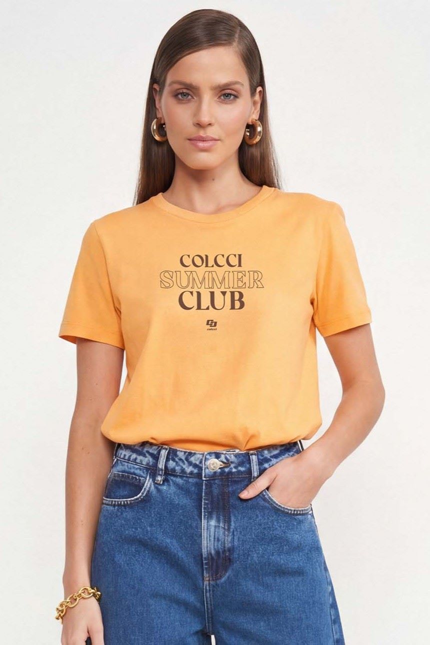 Camiseta Colcci Laranja Estampa Summer Club