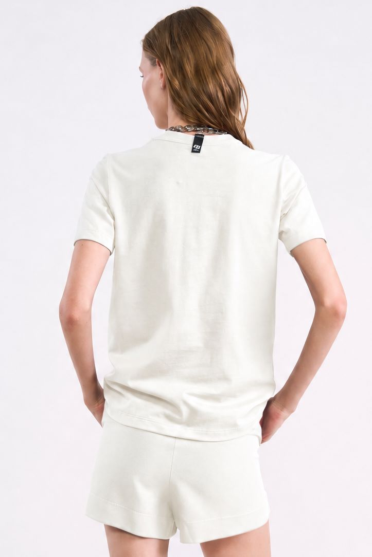 Camiseta Colcci Off White Aplicação Frontal