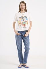 Camiseta Colcci Off White Estampa Brasil