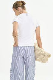 Camiseta Colcci Off White Gola Contraste Logo