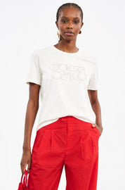 Camiseta Colcci Off White Logo Em Relevo