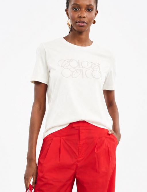 Camiseta Colcci Off White Logo Em Relevo