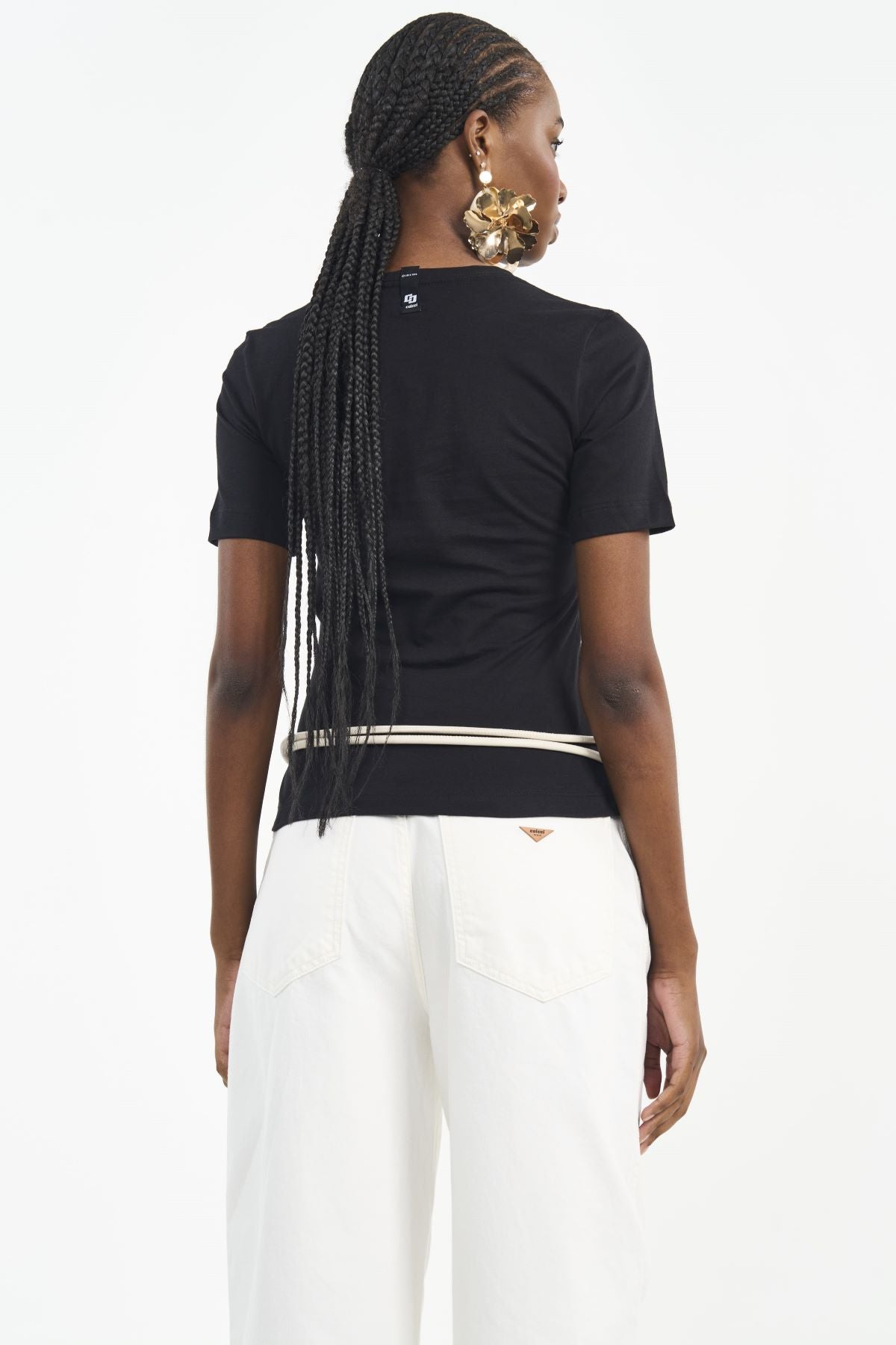 Camiseta Colcci Preta Logo Brilho